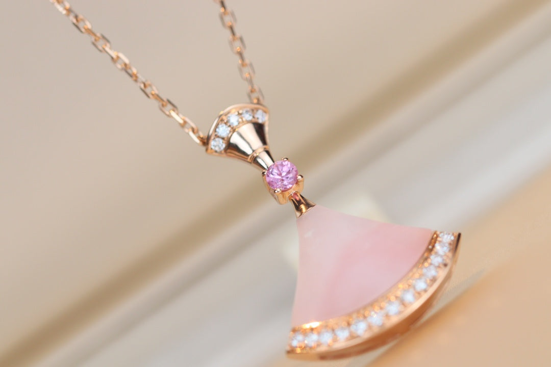 [BLAUE TRÄNEN]TRAUM HALSKETTE ROSA MOP DIAMANT
