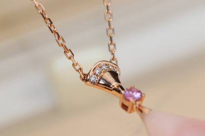 [BLAUE TRÄNEN]TRAUM HALSKETTE ROSA MOP DIAMANT