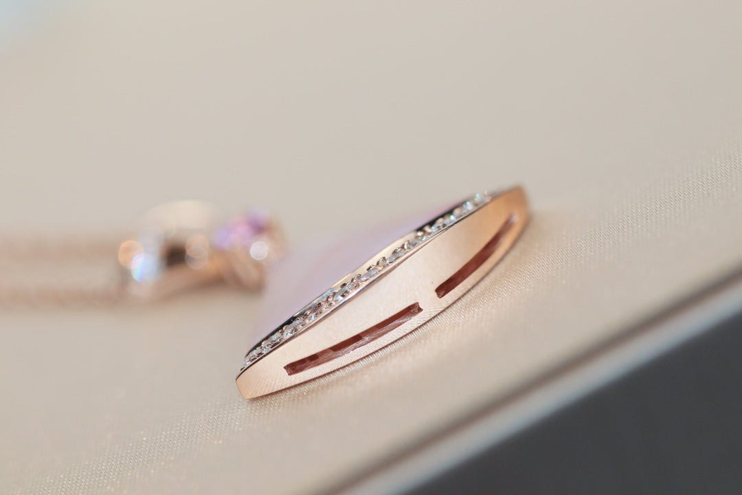 [BLAUE TRÄNEN]TRAUM HALSKETTE ROSA MOP DIAMANT