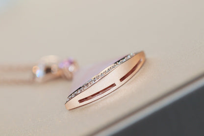 [BLAUE TRÄNEN]TRAUM HALSKETTE ROSA MOP DIAMANT