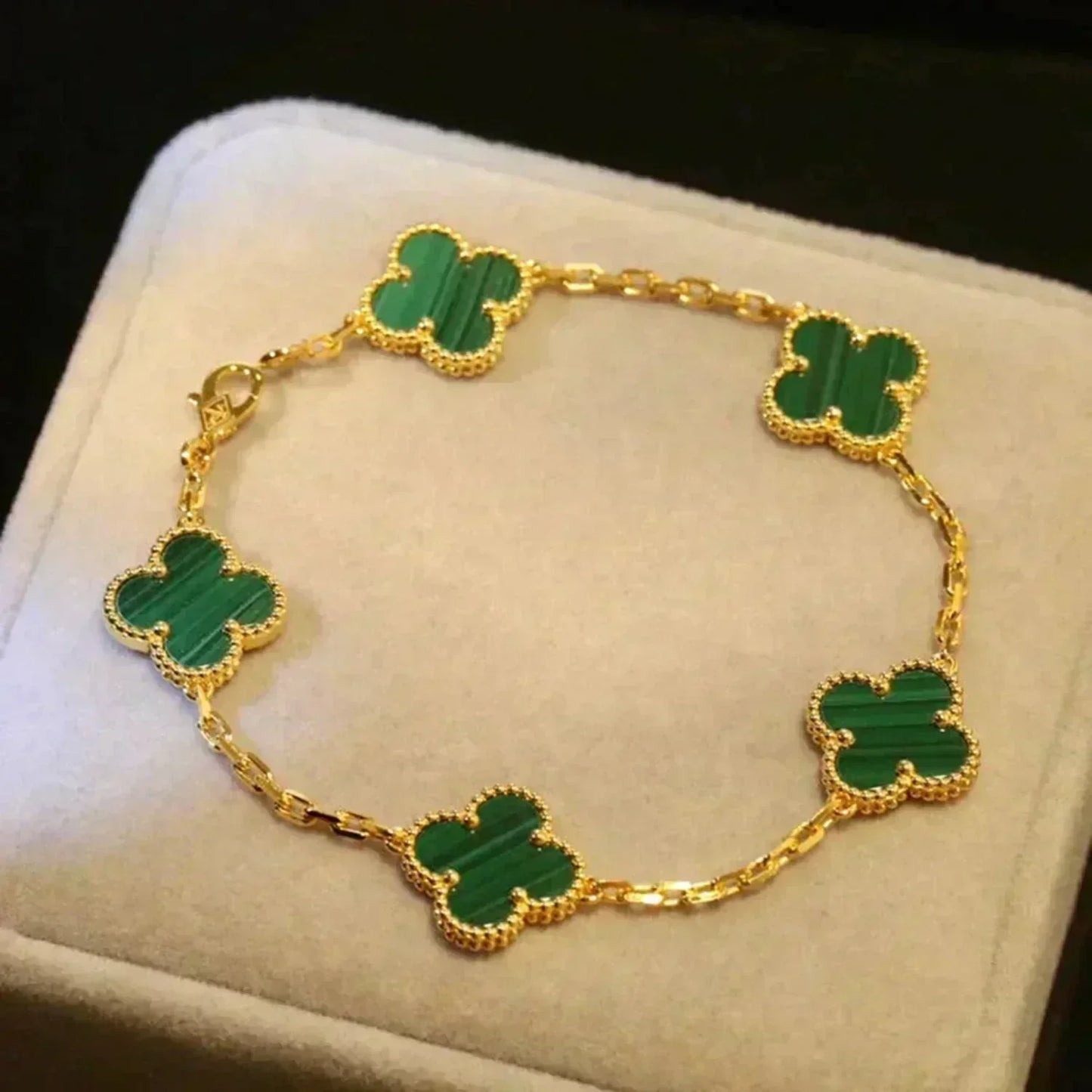 [BLUE TEARS] CLOVER 5 MOTIF MALACHITE BRACELET COLLECTION