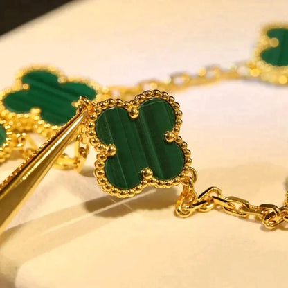 [BLUE TEARS] CLOVER 5 MOTIF MALACHITE BRACELET COLLECTION