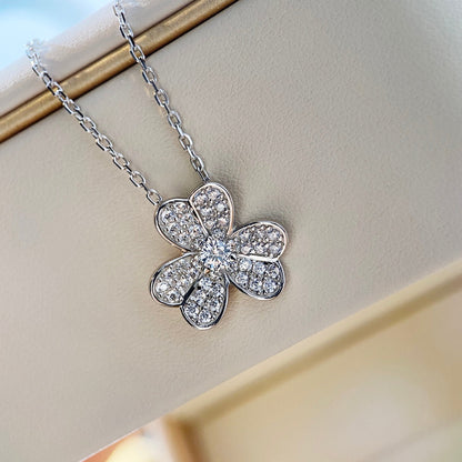 [BLAUE TRÄNEN]CLOVER DIAMANT HALSKETTE SILBER