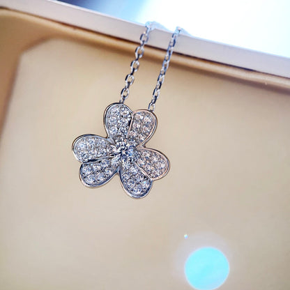 [BLAUE TRÄNEN]CLOVER DIAMANT HALSKETTE SILBER