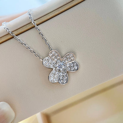 [BLAUE TRÄNEN]CLOVER DIAMANT HALSKETTE SILBER