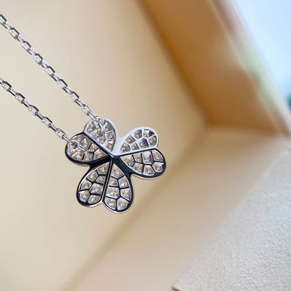 [BLAUE TRÄNEN]CLOVER DIAMANT HALSKETTE SILBER