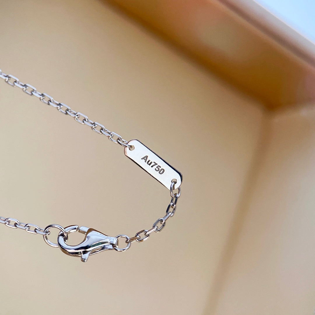 [BLAUE TRÄNEN]CLOVER DIAMANT HALSKETTE SILBER