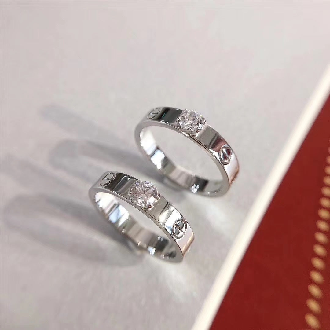 [BLAUE TRÄNEN] LIEBESRING 3,6 MM 1 GROSSER DIAMANT