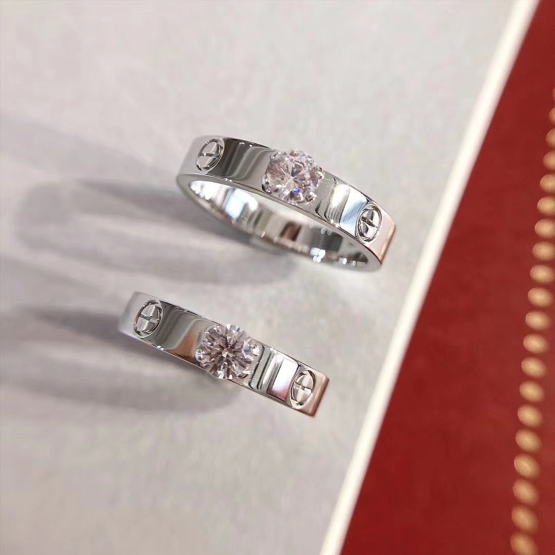 [BLAUE TRÄNEN] LIEBESRING 3,6 MM 1 GROSSER DIAMANT