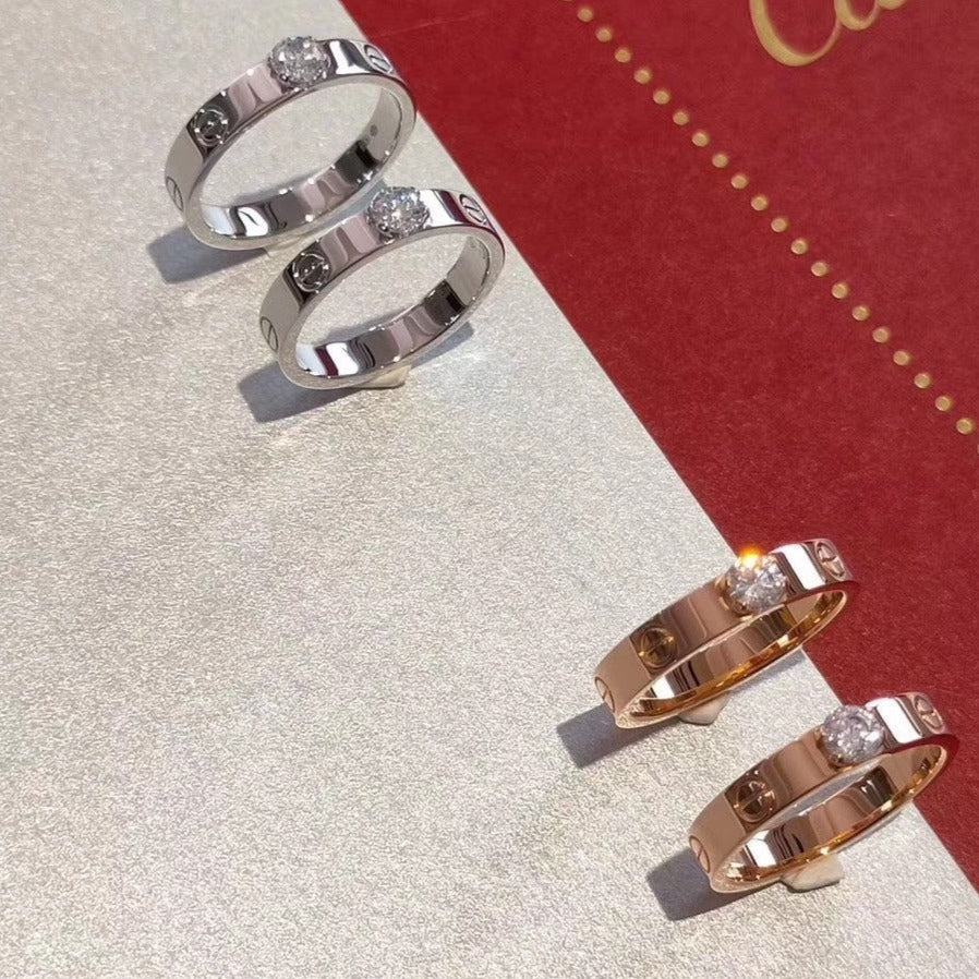 [BLAUE TRÄNEN] LIEBESRING 3,6 MM 1 GROSSER DIAMANT
