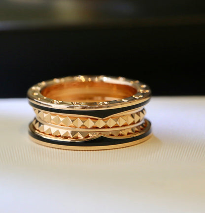 [BLAUE TRÄNEN] ZERO 1 ROSA GOLD SCHWARZER KERAMIKRING