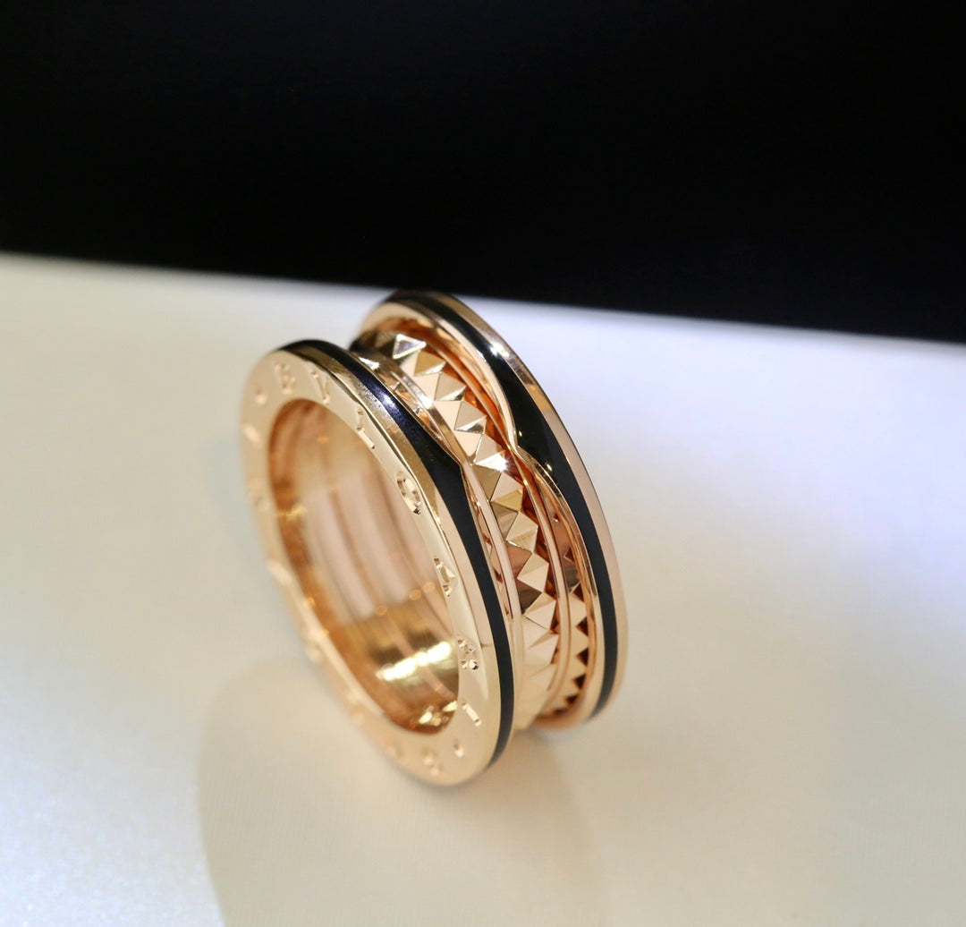 [BLAUE TRÄNEN] ZERO 1 ROSA GOLD SCHWARZER KERAMIKRING