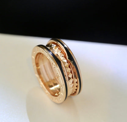 [BLAUE TRÄNEN] ZERO 1 ROSA GOLD SCHWARZER KERAMIKRING