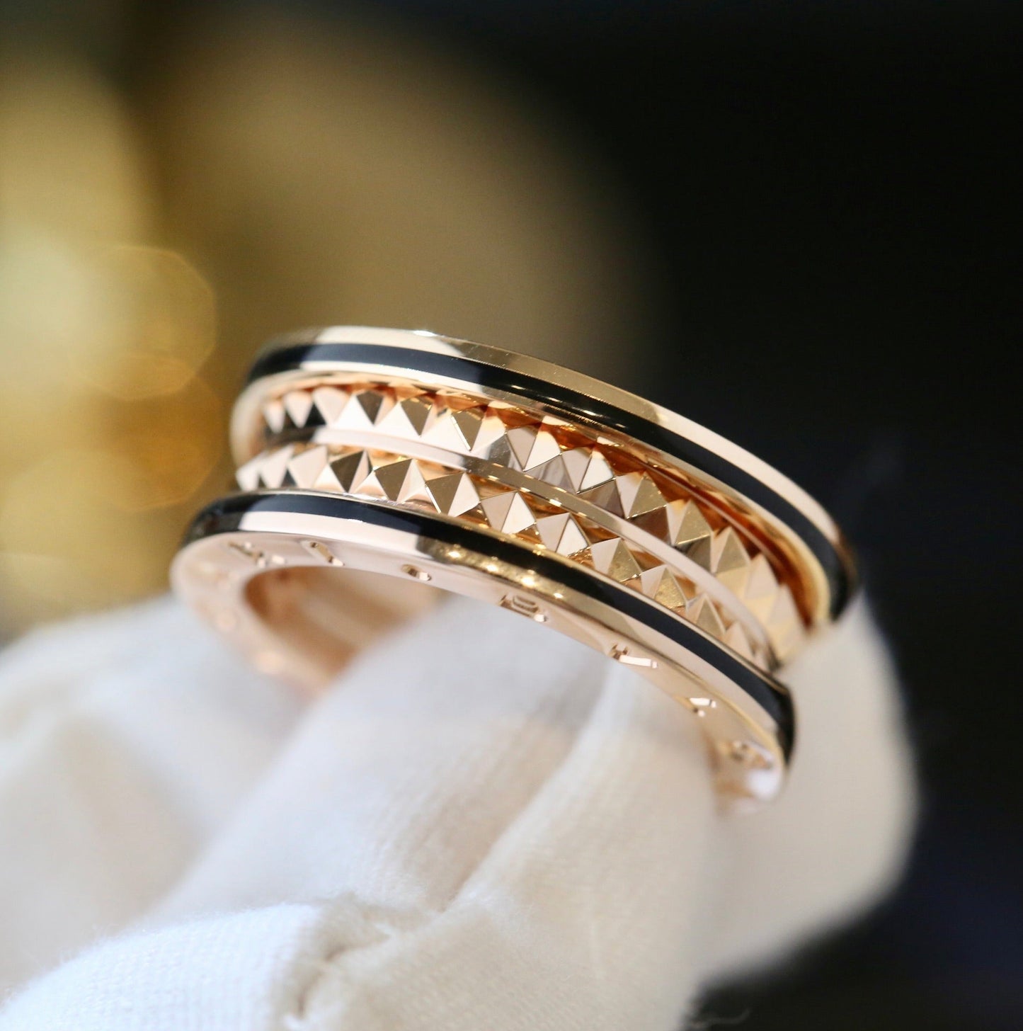 [BLAUE TRÄNEN] ZERO 1 ROSA GOLD SCHWARZER KERAMIKRING