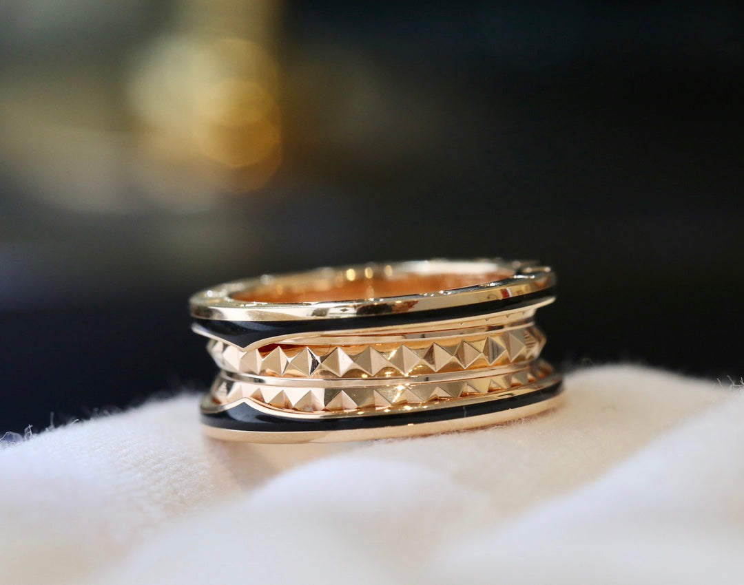 [BLAUE TRÄNEN] ZERO 1 ROSA GOLD SCHWARZER KERAMIKRING