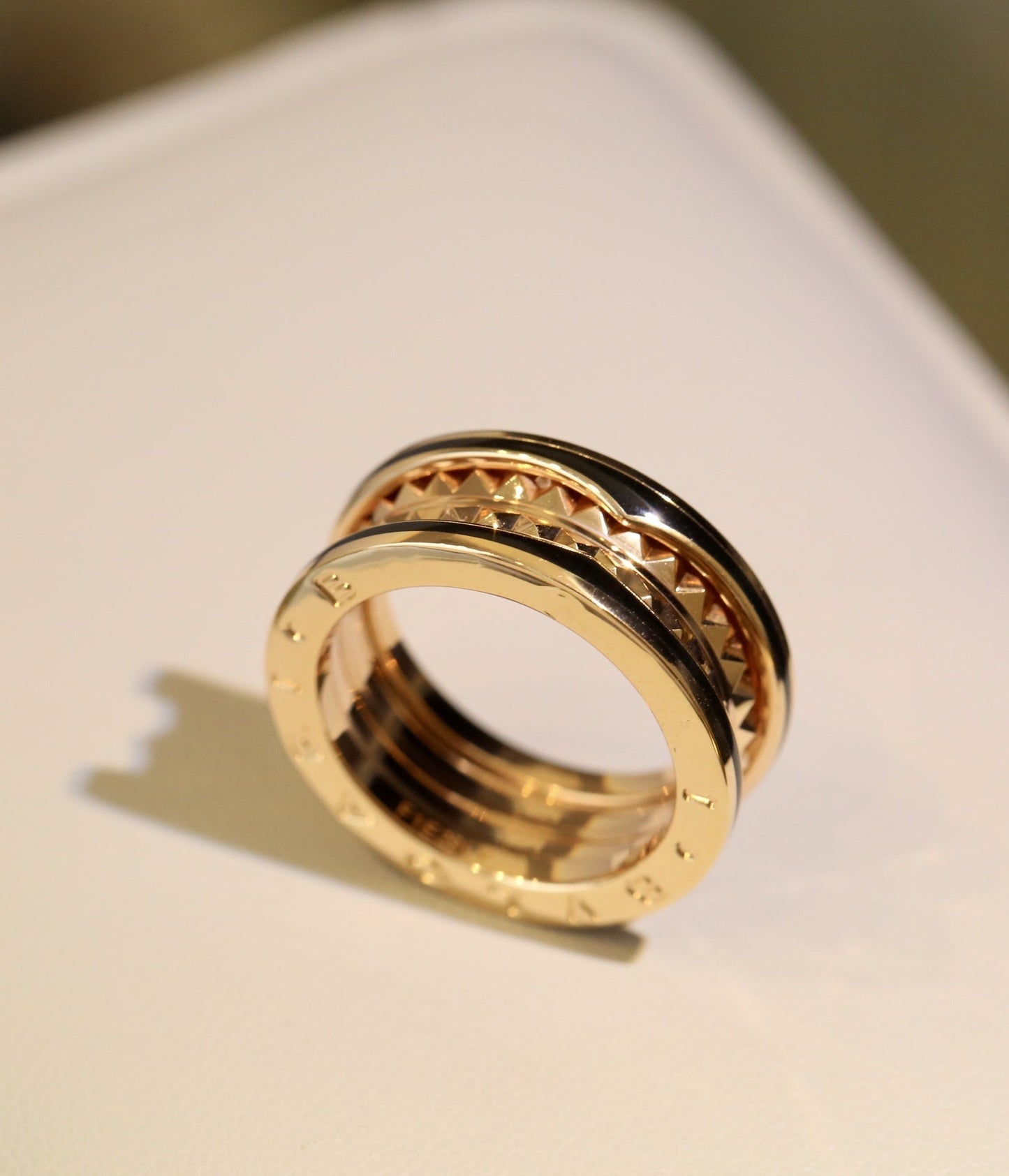 [BLAUE TRÄNEN] ZERO 1 ROSA GOLD SCHWARZER KERAMIKRING
