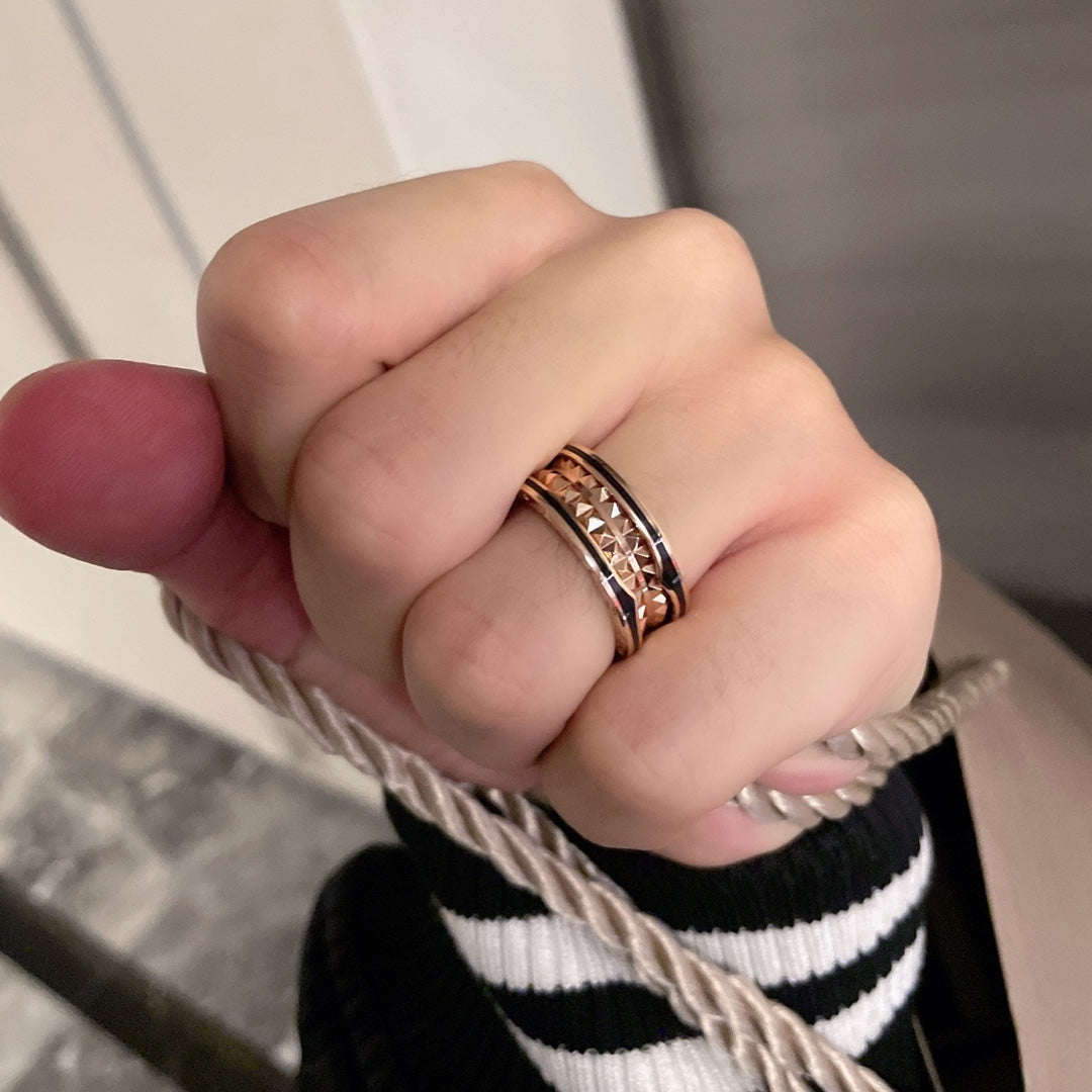 [BLAUE TRÄNEN] ZERO 1 ROSA GOLD SCHWARZER KERAMIKRING