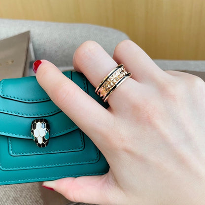 [BLAUE TRÄNEN] ZERO 1 ROSA GOLD SCHWARZER KERAMIKRING