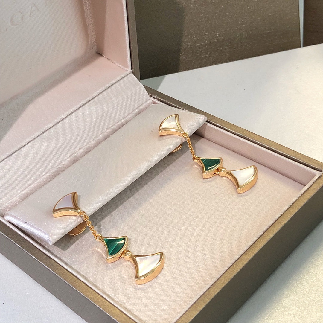 [BLAUE TRÄNEN]DREAM OHRRINGE 3 MOTIVE MALACHIT MOP ROSA GOLD