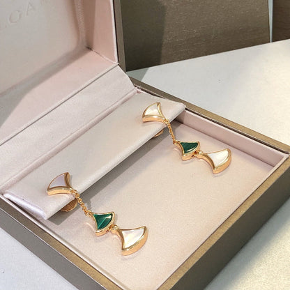 [BLAUE TRÄNEN]DREAM OHRRINGE 3 MOTIVE MALACHIT MOP ROSA GOLD