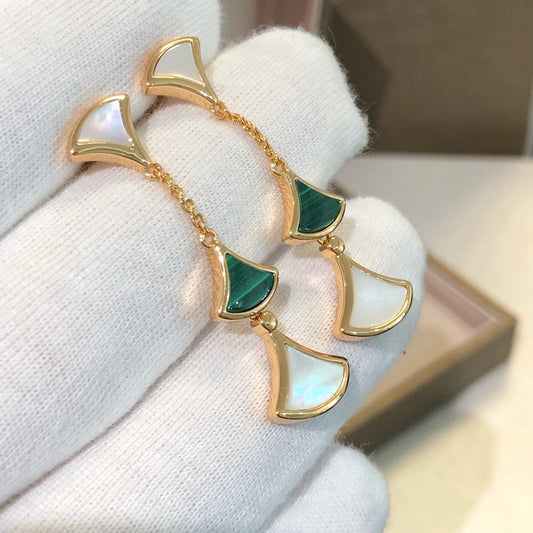 [BLAUE TRÄNEN]DREAM OHRRINGE 3 MOTIVE MALACHIT MOP ROSA GOLD