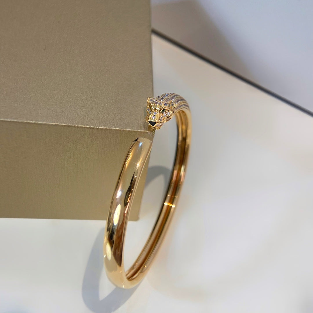 [BLAUE TRÄNEN] PANTHERE GOLD DIAMANT OFFENES ARMBAND