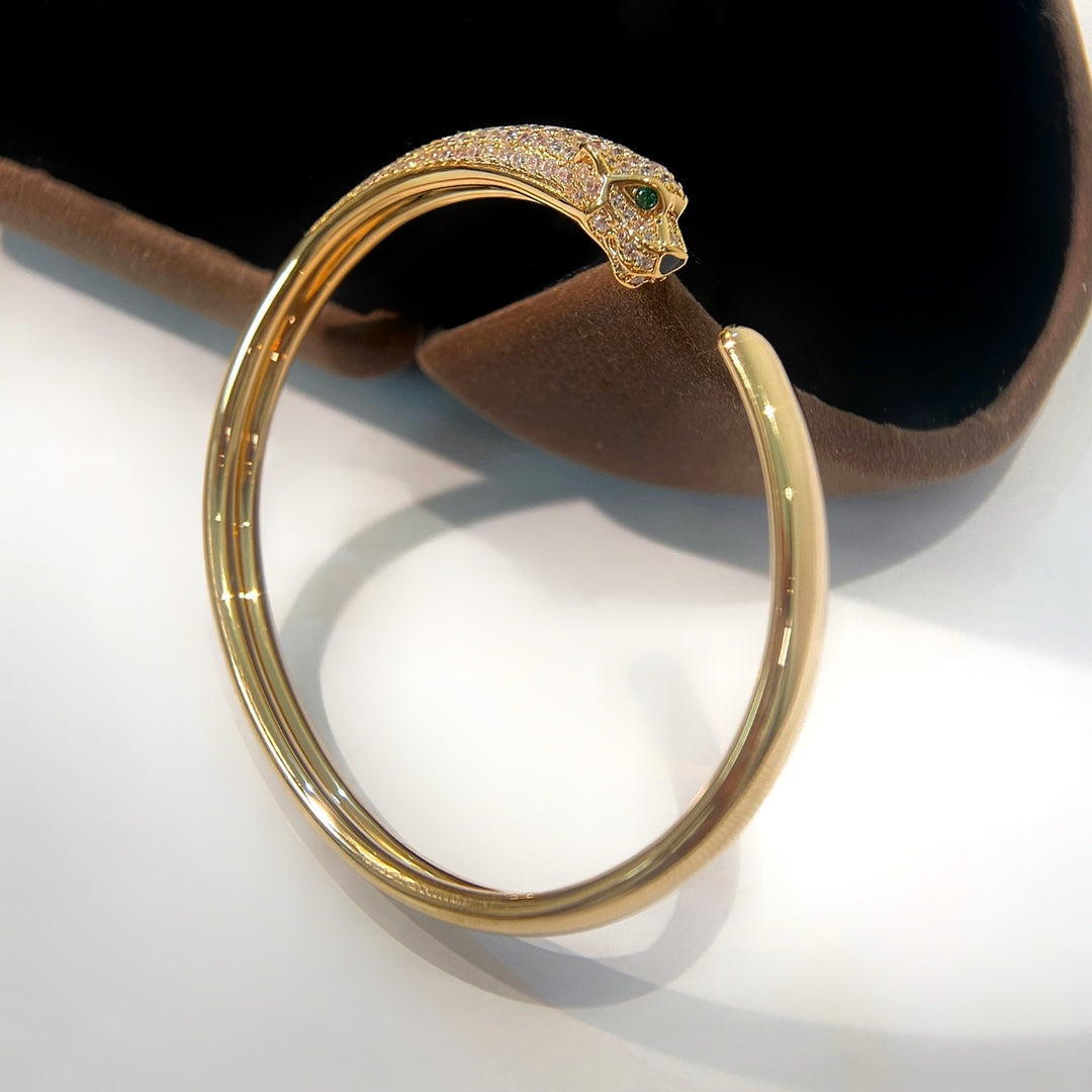 [BLAUE TRÄNEN] PANTHERE GOLD DIAMANT OFFENES ARMBAND