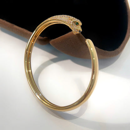 [BLAUE TRÄNEN] PANTHERE GOLD DIAMANT OFFENES ARMBAND