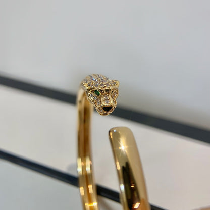 [BLAUE TRÄNEN] PANTHERE GOLD DIAMANT OFFENES ARMBAND