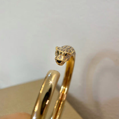 [BLAUE TRÄNEN] PANTHERE GOLD DIAMANT OFFENES ARMBAND