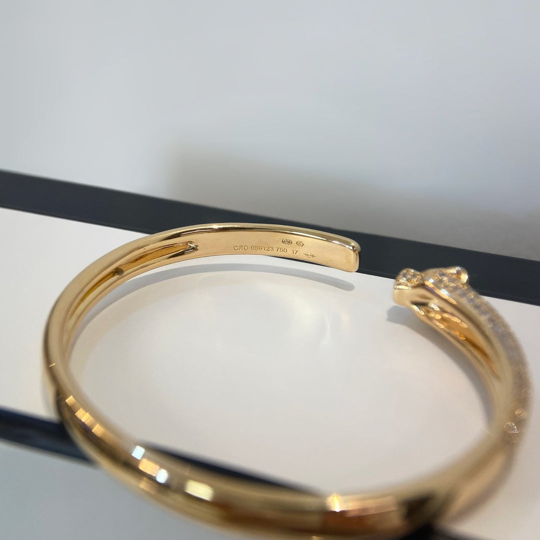 [BLAUE TRÄNEN] PANTHERE GOLD DIAMANT OFFENES ARMBAND
