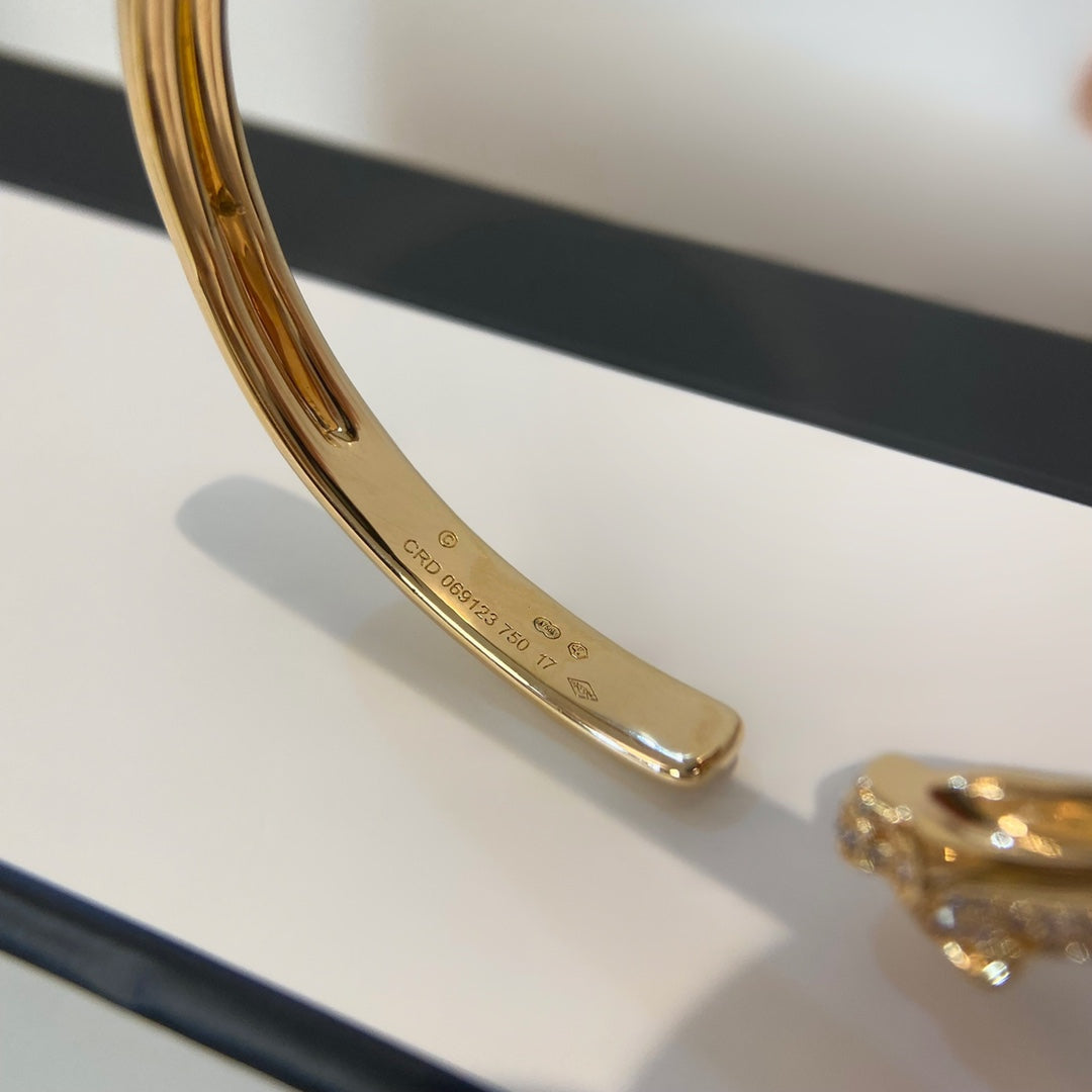 [BLAUE TRÄNEN] PANTHERE GOLD DIAMANT OFFENES ARMBAND