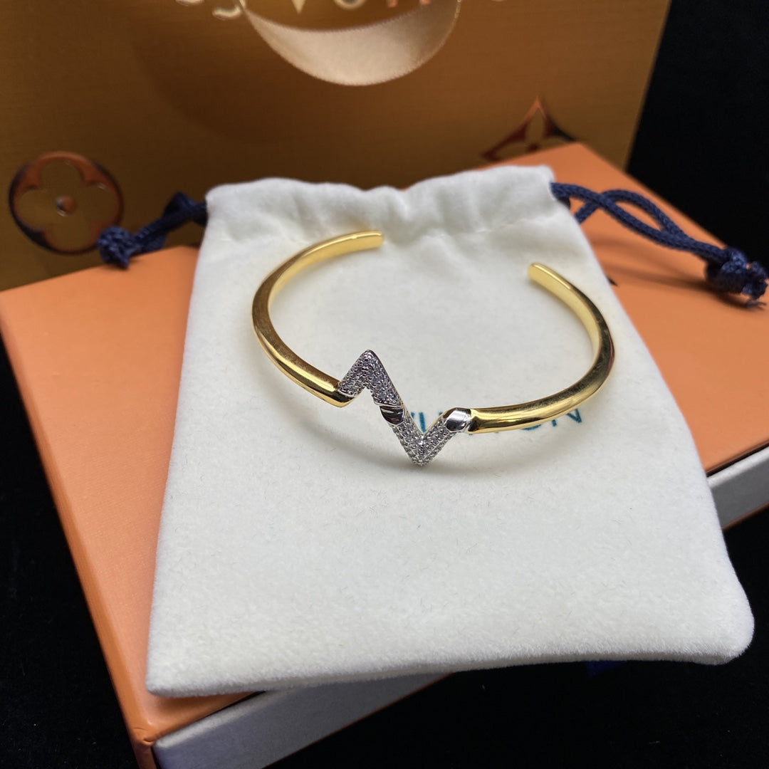 [BLAUE TRÄNEN]VOLTE UPSITEN DOWN DIAMANT GOLD OFFENES ARMBAND