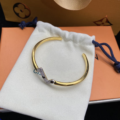 [BLAUE TRÄNEN]VOLTE UPSITEN DOWN DIAMANT GOLD OFFENES ARMBAND