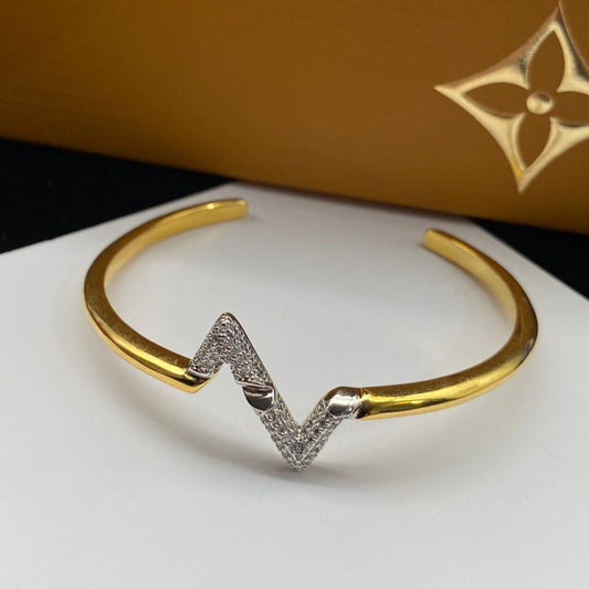 [BLAUE TRÄNEN]VOLTE UPSITEN DOWN DIAMANT GOLD OFFENES ARMBAND