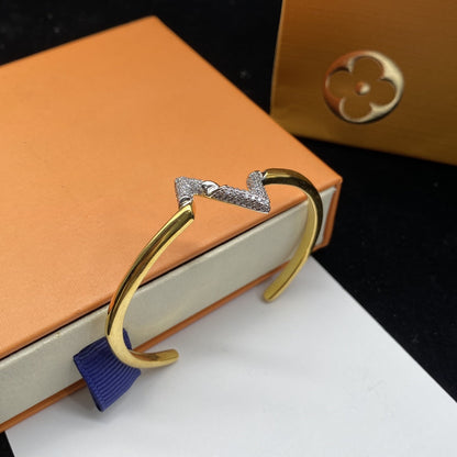[BLAUE TRÄNEN]VOLTE UPSITEN DOWN DIAMANT GOLD OFFENES ARMBAND