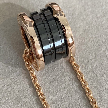 [BLUE TEARS]ZERO 1 BLACK CERAMIC PINK GOLD NECKLACE