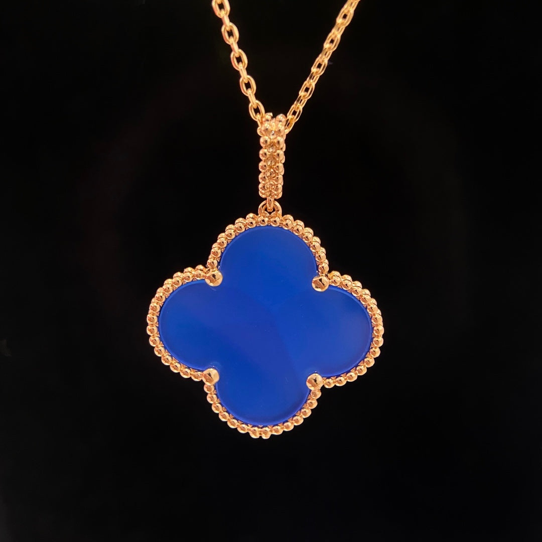 [BLAUE TRÄNEN]CLOVER 25MM HALSKETTE TÜRKIS ROSÉGOLD