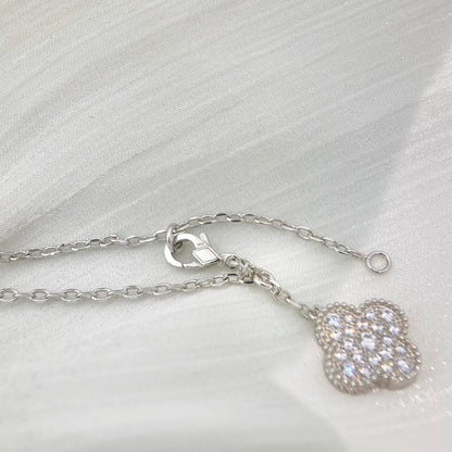 [BLAUE TRÄNEN]KLEE 5 MOTIVE SILBER DIAMANTEN HALSKETTE