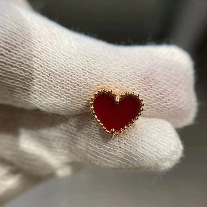 [BLUE TEARS]HEART CARNELIAN STUD EARRINGS