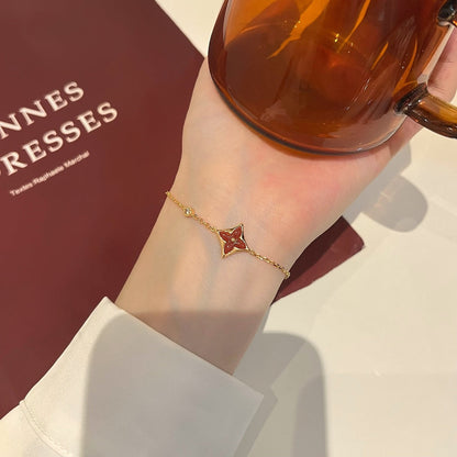 [BLAUE TRÄNEN] ARMBAND AUS ROTGOLD MIT DIAMANTEN UND KARNEOL