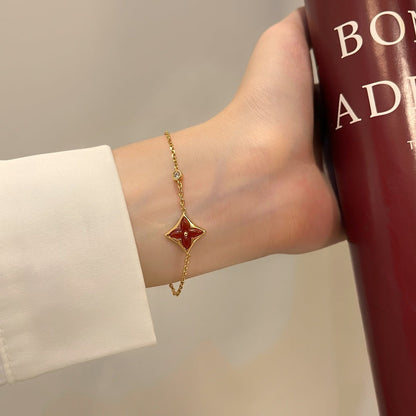 [BLAUE TRÄNEN] ARMBAND AUS ROTGOLD MIT DIAMANTEN UND KARNEOL