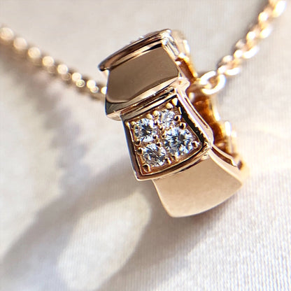 [BLAUE TRÄNEN] SERPENTI ANHÄNGER DIAMANT ROSGOLD HALSKETTE