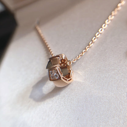 [BLAUE TRÄNEN] SERPENTI ANHÄNGER DIAMANT ROSGOLD HALSKETTE