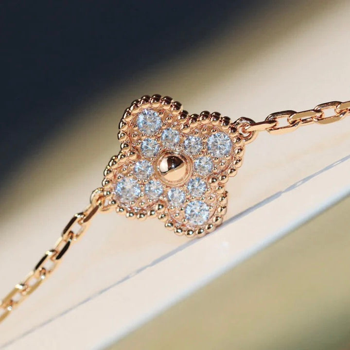 [BLAUE TRÄNEN]CLOVER 20 MOTIFS DARK MOP DIAMOND HALSKETTE
