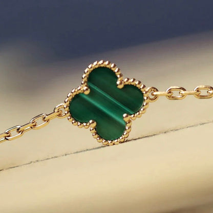 [BLAUE TRÄNEN]CLOVER 20 MOTIFS MALACHIT DIAMANT HALSKETTE