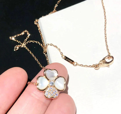 [BLAUE TRÄNEN]CLOVER MOP DIAMANT ROSÉGOLD HALSKETTE
