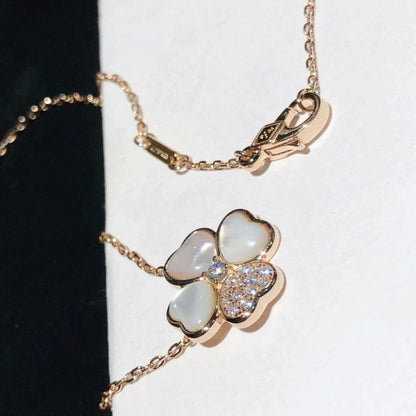 [BLAUE TRÄNEN]CLOVER MOP DIAMANT ROSÉGOLD HALSKETTE