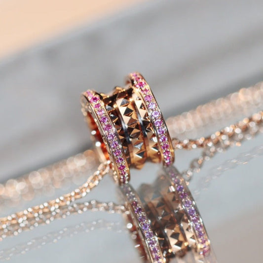 [BLAUE TRÄNEN]ZERO 1 ROCK ROSA GOLD ROSA DIAMANT HALSKETTE