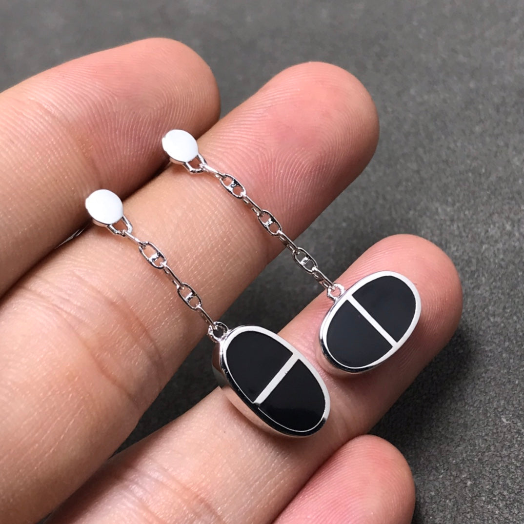 [BLUE TEARS]CHAINE VERSO SCHWARZE KERAMIK SILBER OHRRINGE